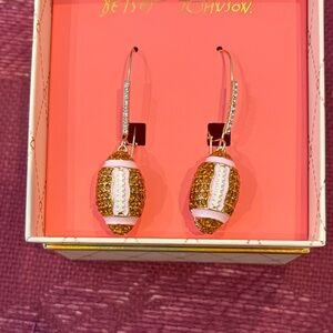 Betsey Johnson Gold and Pink Football Earrings